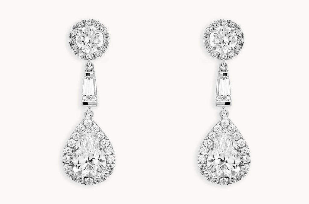 Earrings 18kt Gold Teardrop GIA Diamonds Dangle Studs