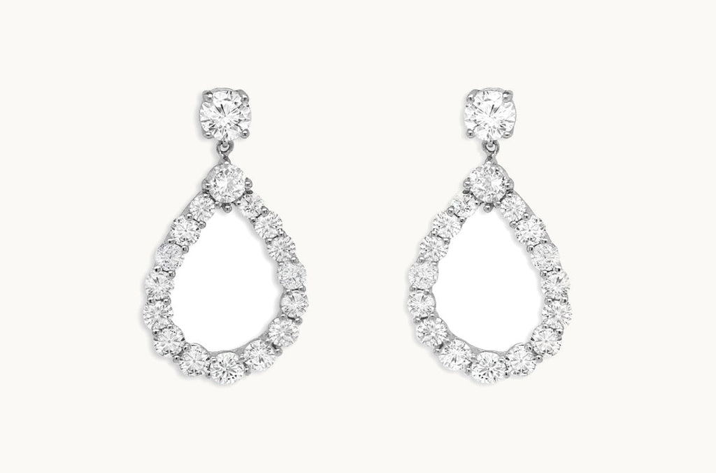 Earrings 18kt Gold Teardrop with Diamonds