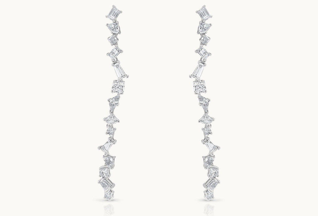 Earrings 18kt White Gold and 3.15 carats of Mixed-Cut Inline Diamond