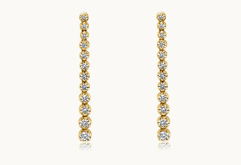 Earrings 18kt Yellow Gold and 1.00 cts Inline Diamonds Drops