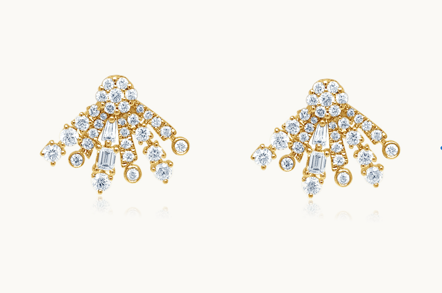 Earrings 18kt Yellow Gold Baguettes and Round Diamonds Stardusts