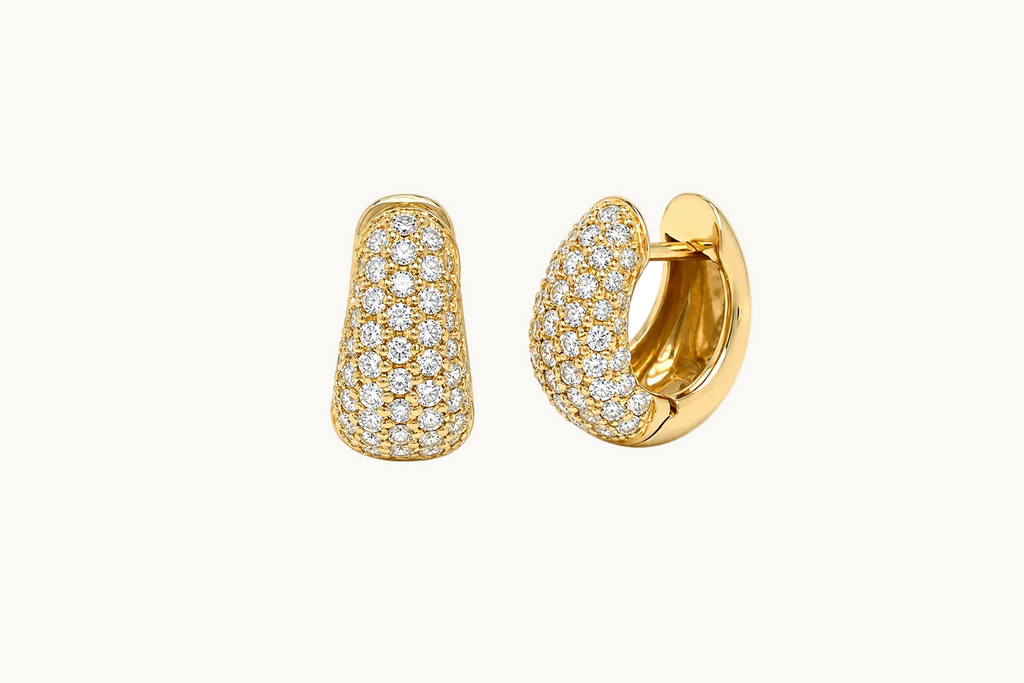 Earrings 18kt Yellow Gold Huggies &  Diamonds