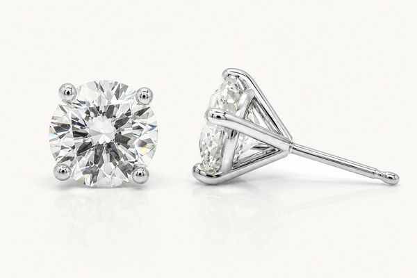 Earrings 3.00cts Natural Round Diamonds 14kt Gold Studs CGL