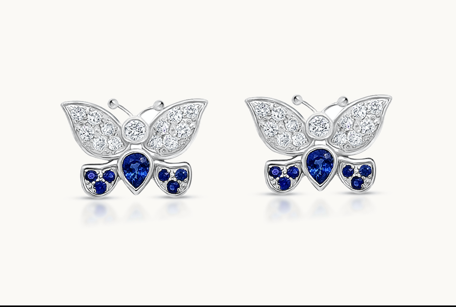 Earrings Butterfly 18kt Gold Sapphires & Diamonds