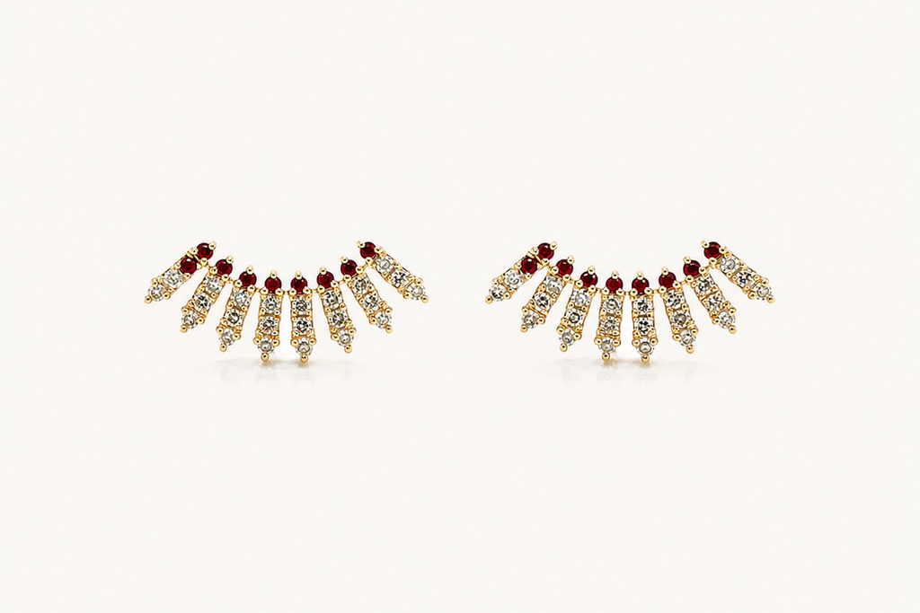 Earrings Crawler 14kt Gold Diamonds & Ruby