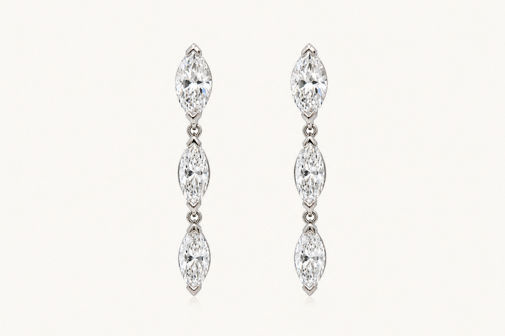 Earrings Platinum 1.49 carats of Marquises Inline Diamond