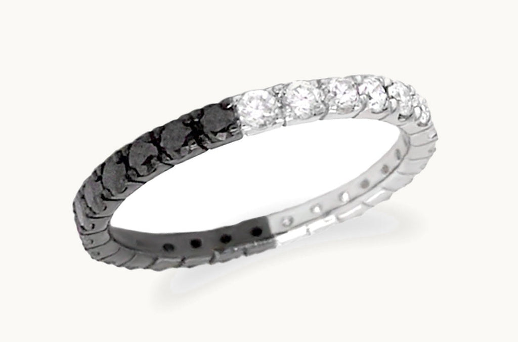 Eternity Ring 18kt Gold Black & White Diamonds