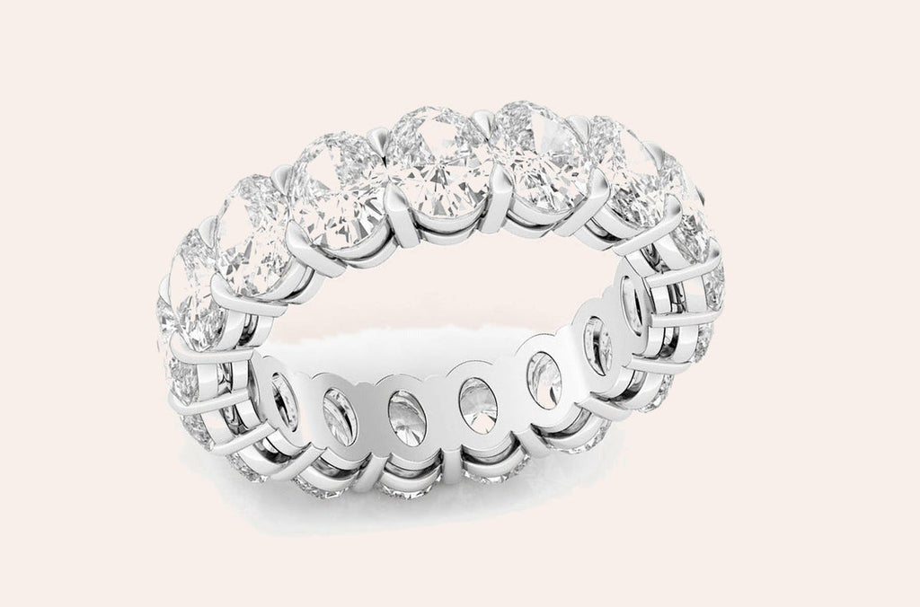 Eternity Ring 4.54 cts Oval Cut Diamonds & Platinum