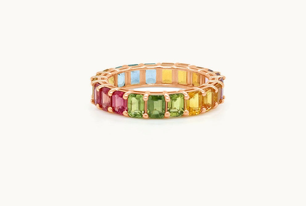 Eternity Ring Multicolor Sapphires & Rose Gold