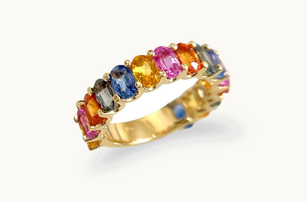 Ring Half Band Insignia Gemstones & Gold