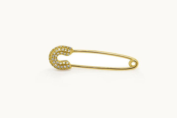 Kids 14kt Gold Solid Safety Pin with Diamonds