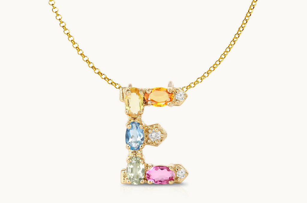Pendant Letter E Initial 18kt Gold