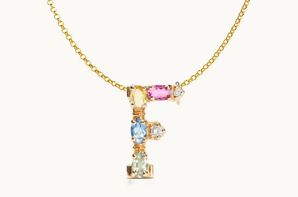 Pendant Letter F Initial 18kt Gold