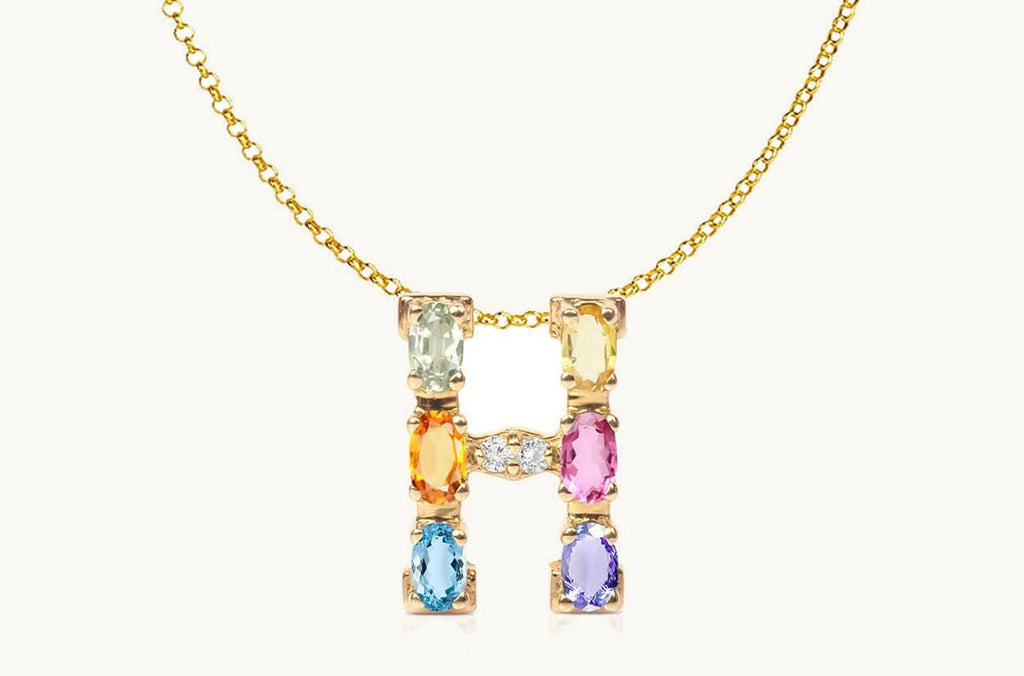 Pendant Letter H Initial 18kt Gold