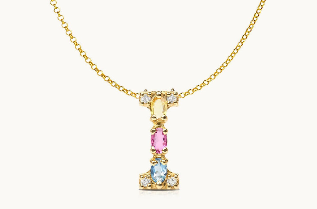 Pendant Letter I Initial 18kt Gold