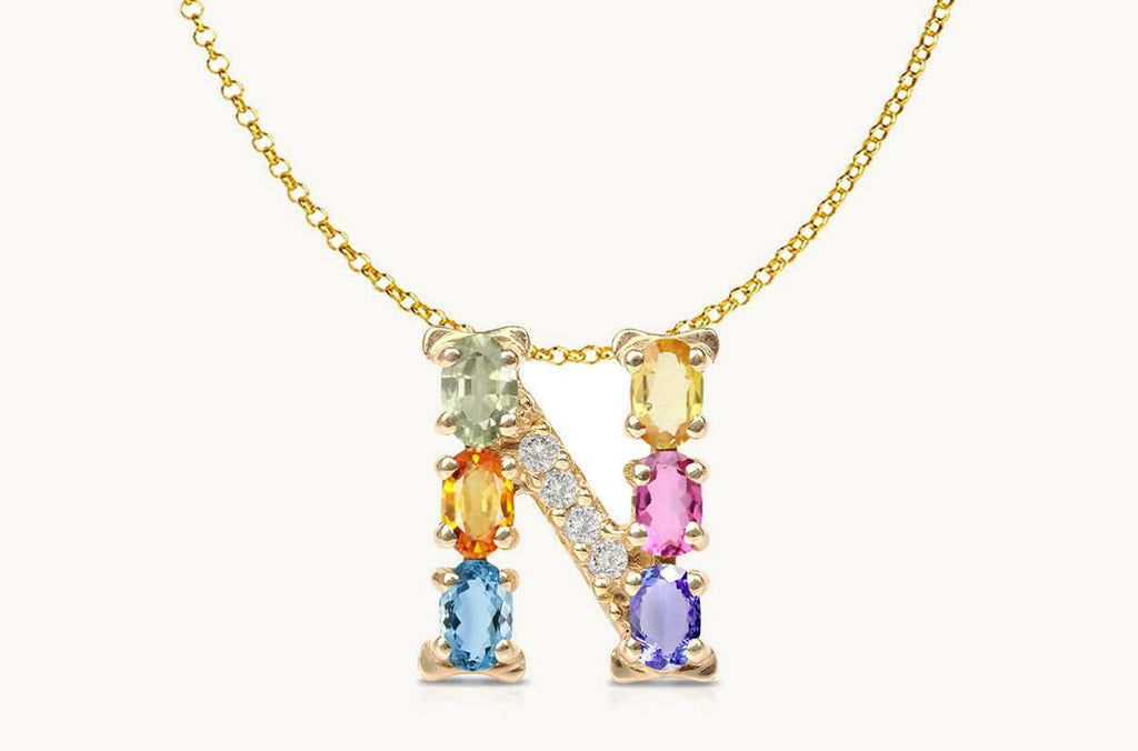 Pendant Letter N Initial 18kt Gold