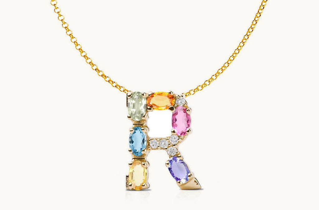 Pendant Letter R Initial 18kt Gold