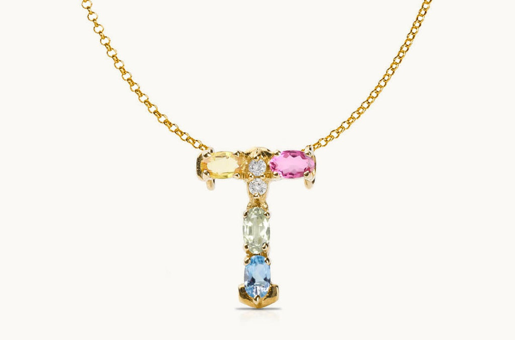 Pendant Letter T Initial 18kt Gold