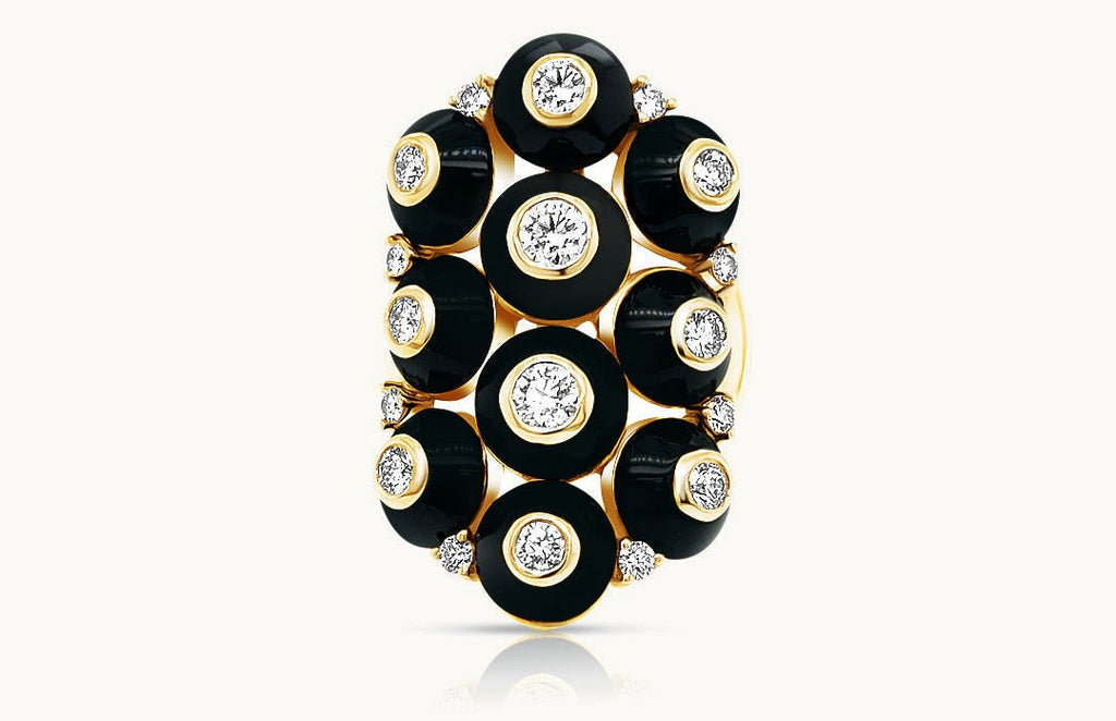 Maria Canale 18K Yellow Gold Pyramide Black Onyx Ring