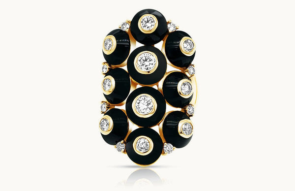 Maria Canale 18K Yellow Gold Pyramide Black Onyx Ring