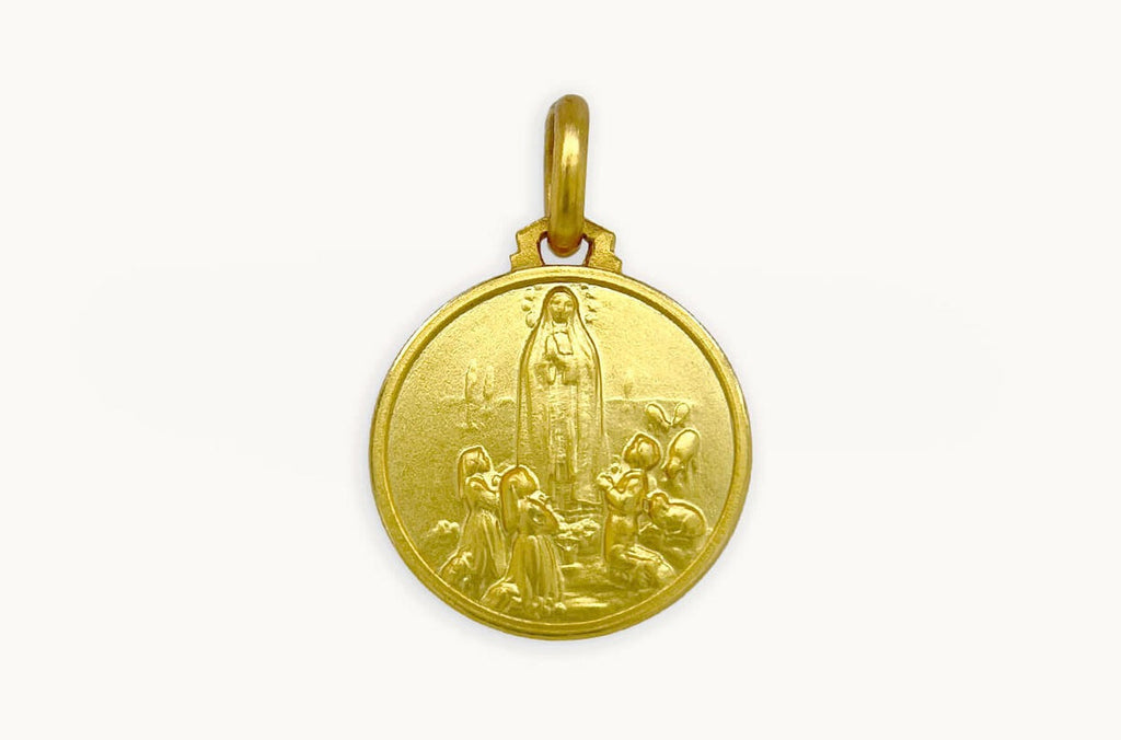 Medal 18kt Solid Gold Lady of Fatima Pendant