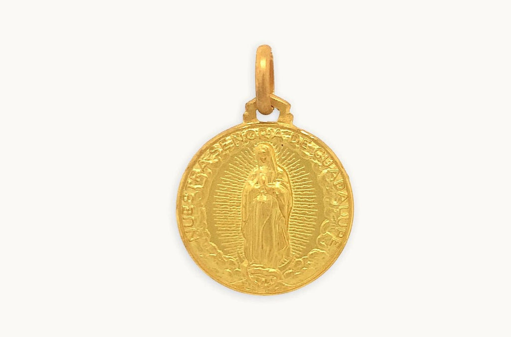 Medal 18kt Solid Gold Lady of Guadalupe Pendant