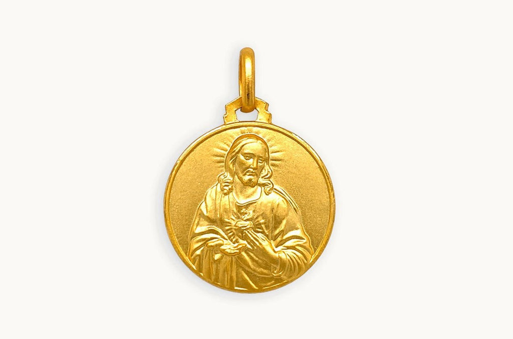 Medal 18kt Solid Gold Sacro Cuore Pendant