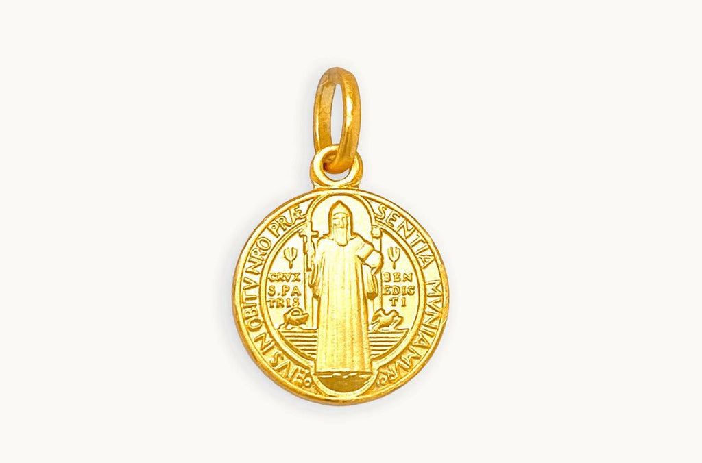 Medal 18kt Solid Gold Saint Benedict Pendant