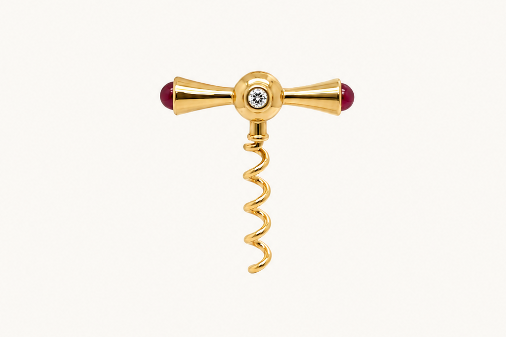 Men's 18Kt Yellow Gold Corkscrew Pin