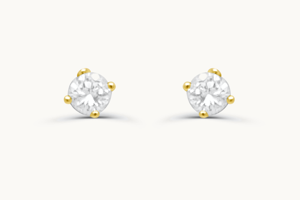 Mini Earrings 14kt Gold Diamonds Round Studs