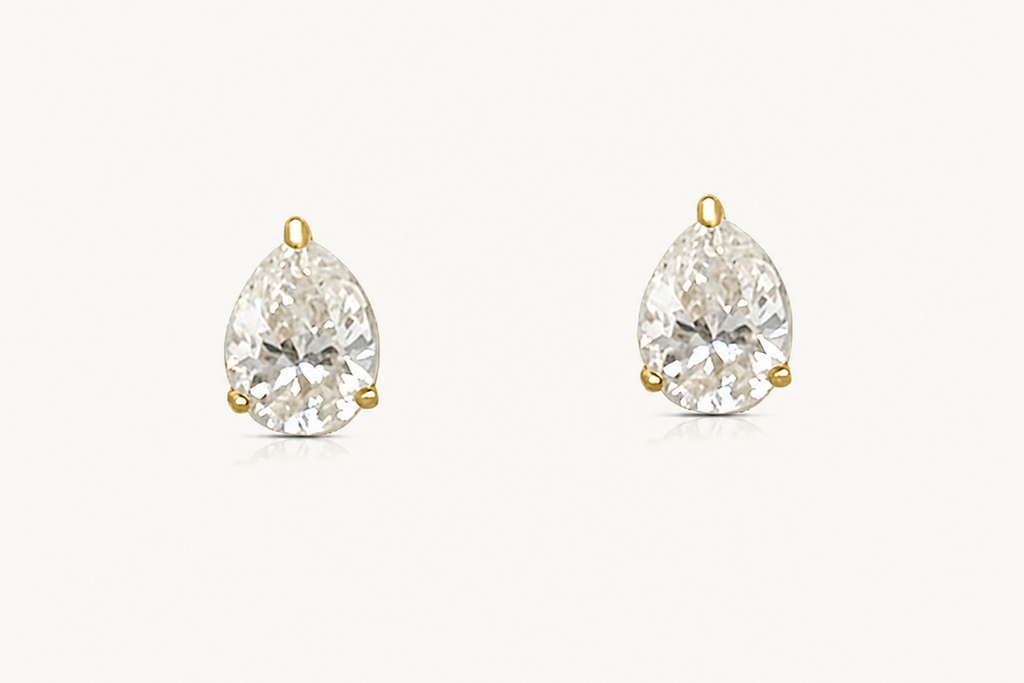 Mini Earrings 18kt Gold Diamonds Pear Studs