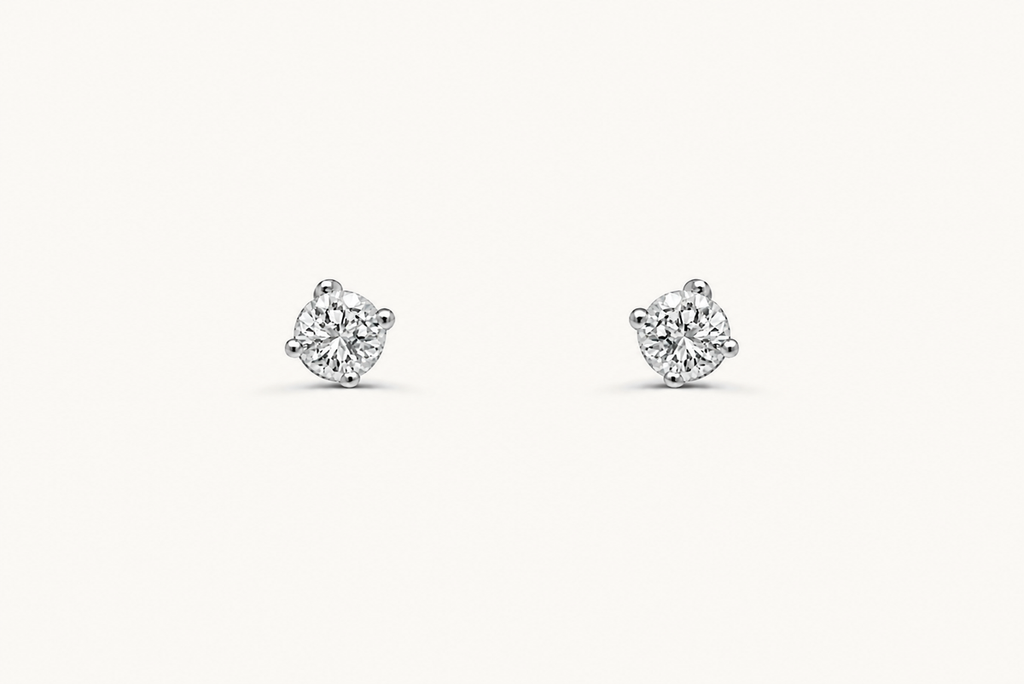 Mini Earrings 18kt White Gold Diamonds Round Studs