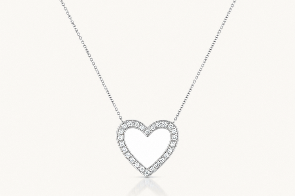 Necklace 14 Kt Gold Heart Shape with Diamond