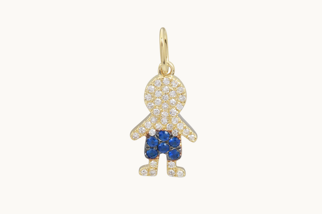 Necklace 14kt Gold Boy with Sapphires & Diamonds