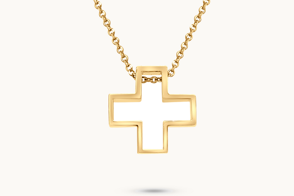Necklace 14kt Yellow Gold Cross Silhouette