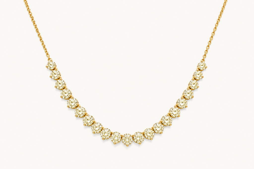 Necklace 14kt Gold Round Fancy Yellow Diamonds 12.66 cts Adjustable