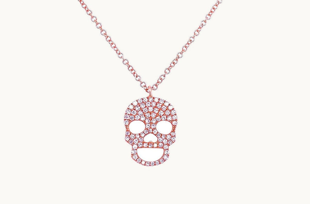 Necklace 14kt Gold Skull with Diamonds