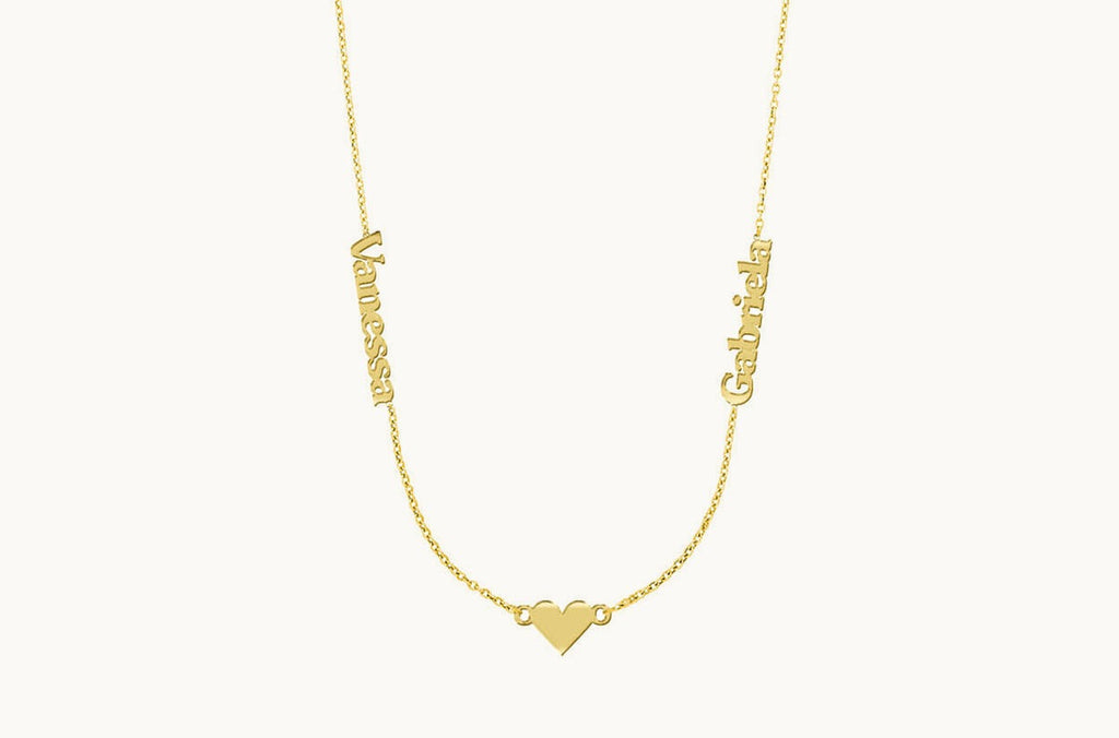 Necklace 14kt Gold Two Names & Form Personalized