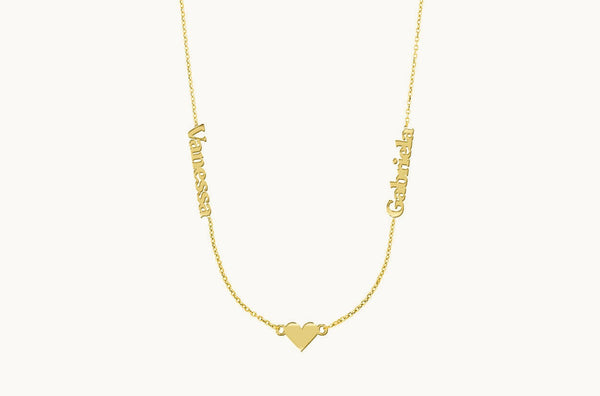 Necklace 14kt Gold Two Names & Form Personalized
