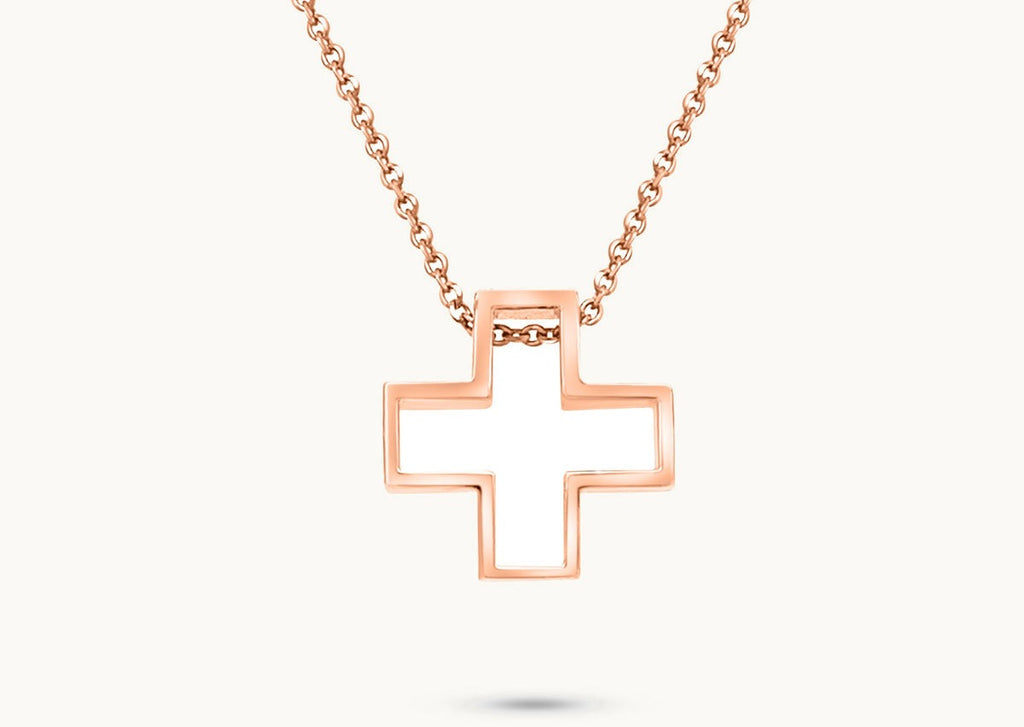 Necklace 14kt Rose Gold Cross Silhouette