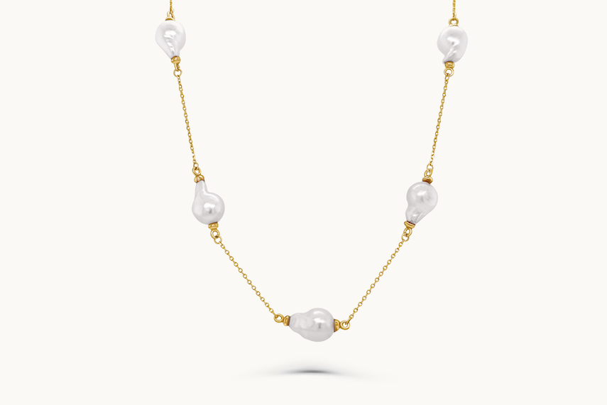 Necklace 14kt Yellow Gold Barroque South Sea Pearls & Chain