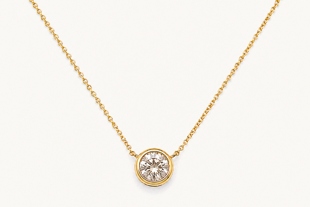 Necklace 14kt Yellow Gold with Central Diamond 0.85 carats