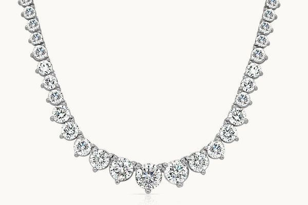 Necklace 18kt Gold Tennis Graduated Diamonds 13.19 cts