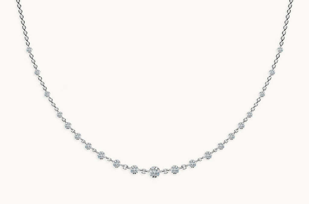 Necklace 18kt Gold Graduated Diamonds & Chain Link