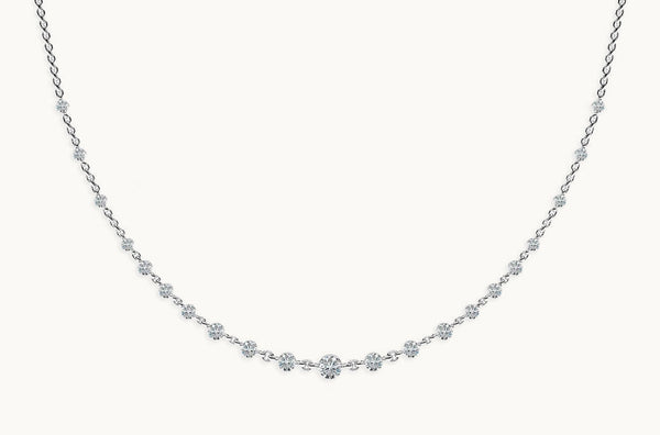 Necklace 18kt Gold Graduated Diamonds & Chain Link