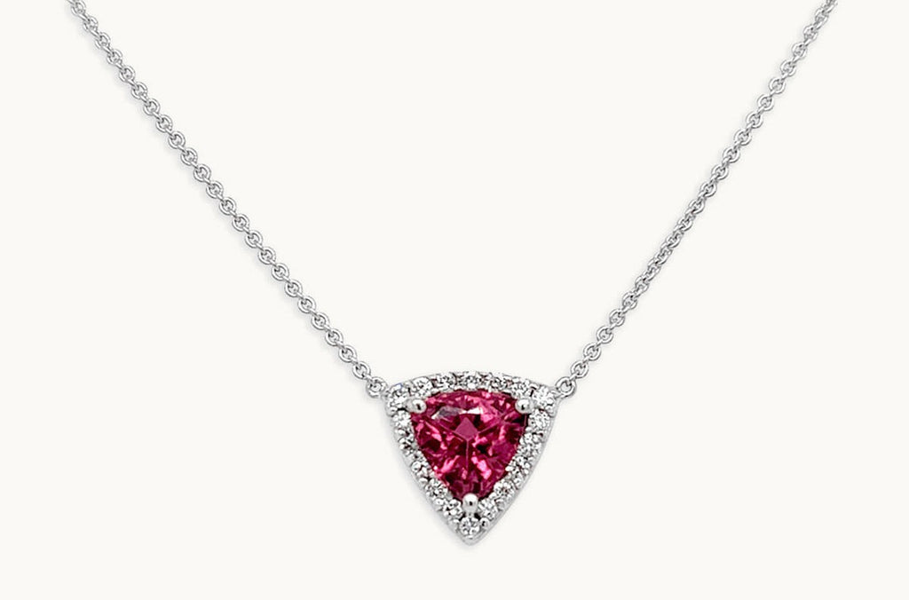 Necklace 18kt Gold Trillion cut Tourmaline & Pave Diamonds