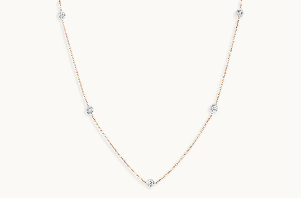 Necklace 18kt Rose Gold Diamond by the Yard Chain 24 inches