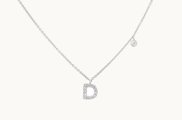 Necklace Initial Letter D White Gold with Diamond