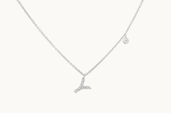 Necklace Initial Letter Y White Gold with Diamond