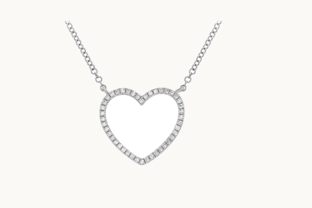 Necklace 14 Kt Gold Heart Shape with Diamond